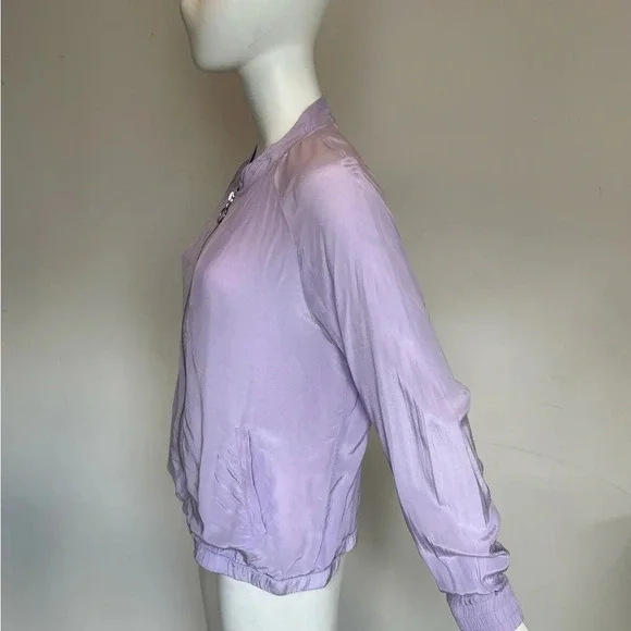 Street One Womens Long Sleeve Lilac Light Purple Silky Bomber Jacket US 8 NWT - Picture 2 of 5